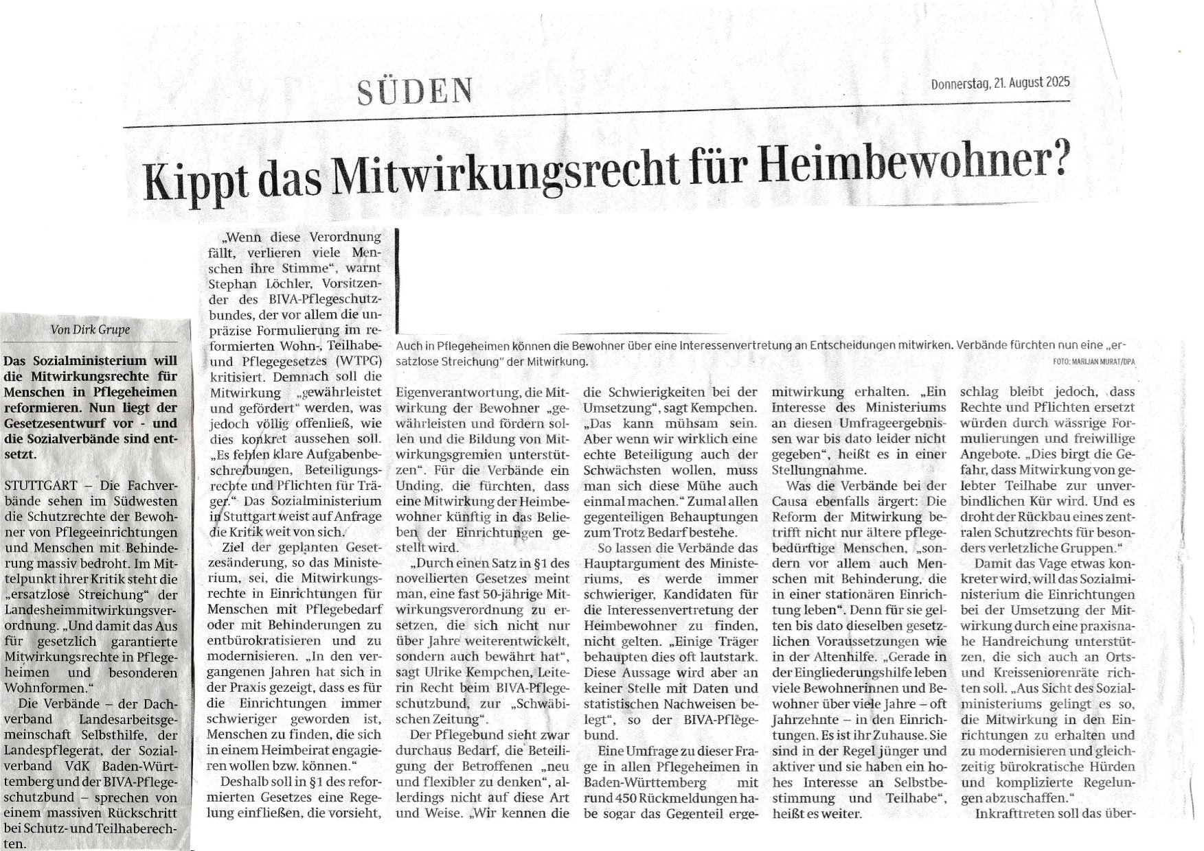 Kippt das Mitwirkungsrecht von Heimbewohnern
